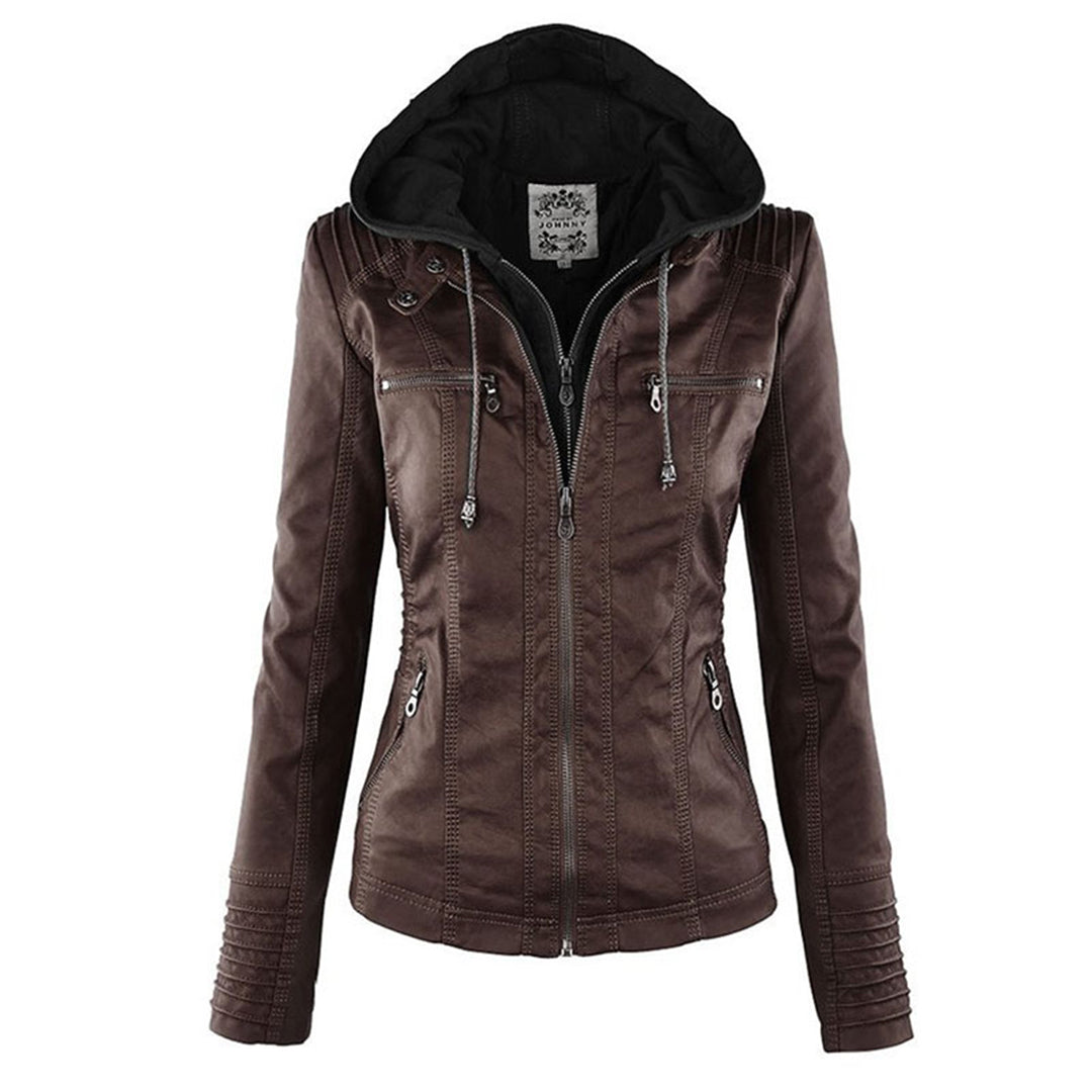 Rachel™ | Modern Leather Jacket with Hood