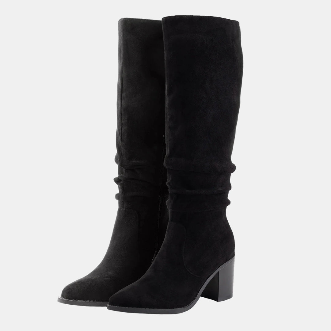 Noa | Knee-High Suede Block Heeled Boots