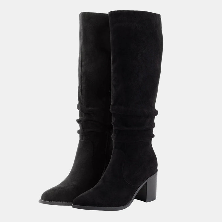 Noa | Knee-High Suede Block Heeled Boots