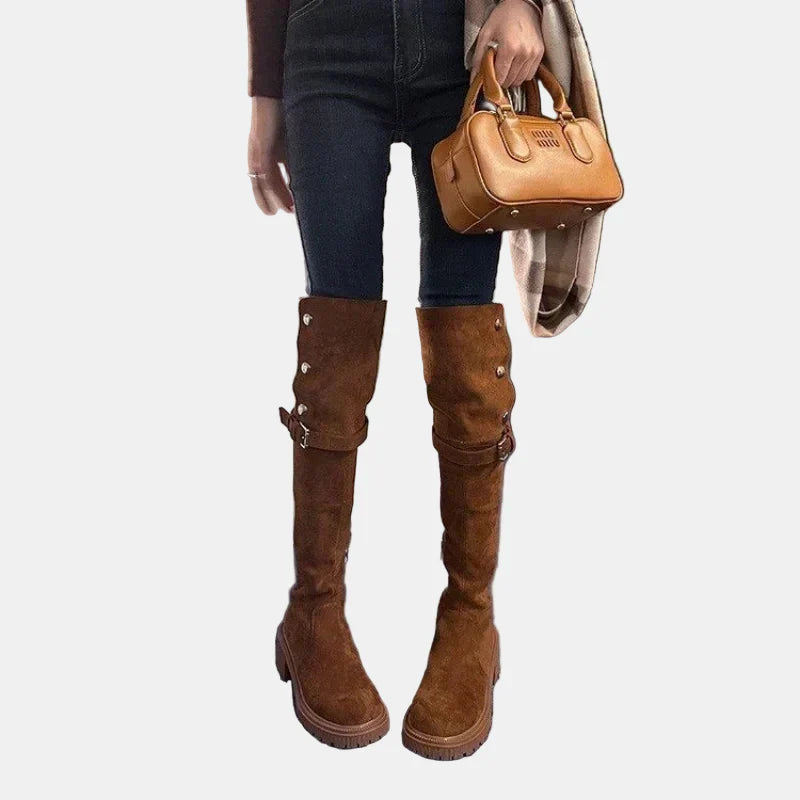 Livia | Over-the-Knee Suede Cowboy Boots