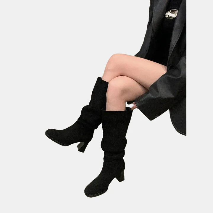 Evie | Pointed-Toe Suede Block Heels