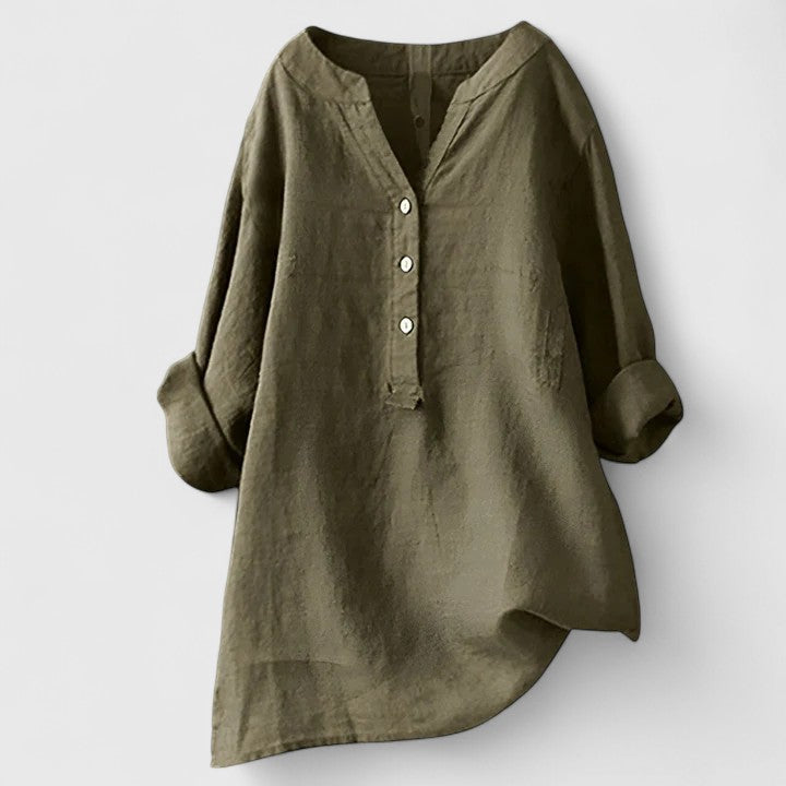Larienne | Elegant Button-Front Linen Shirt