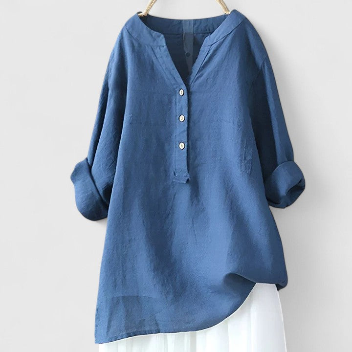 Larienne | Elegant Button-Front Linen Shirt